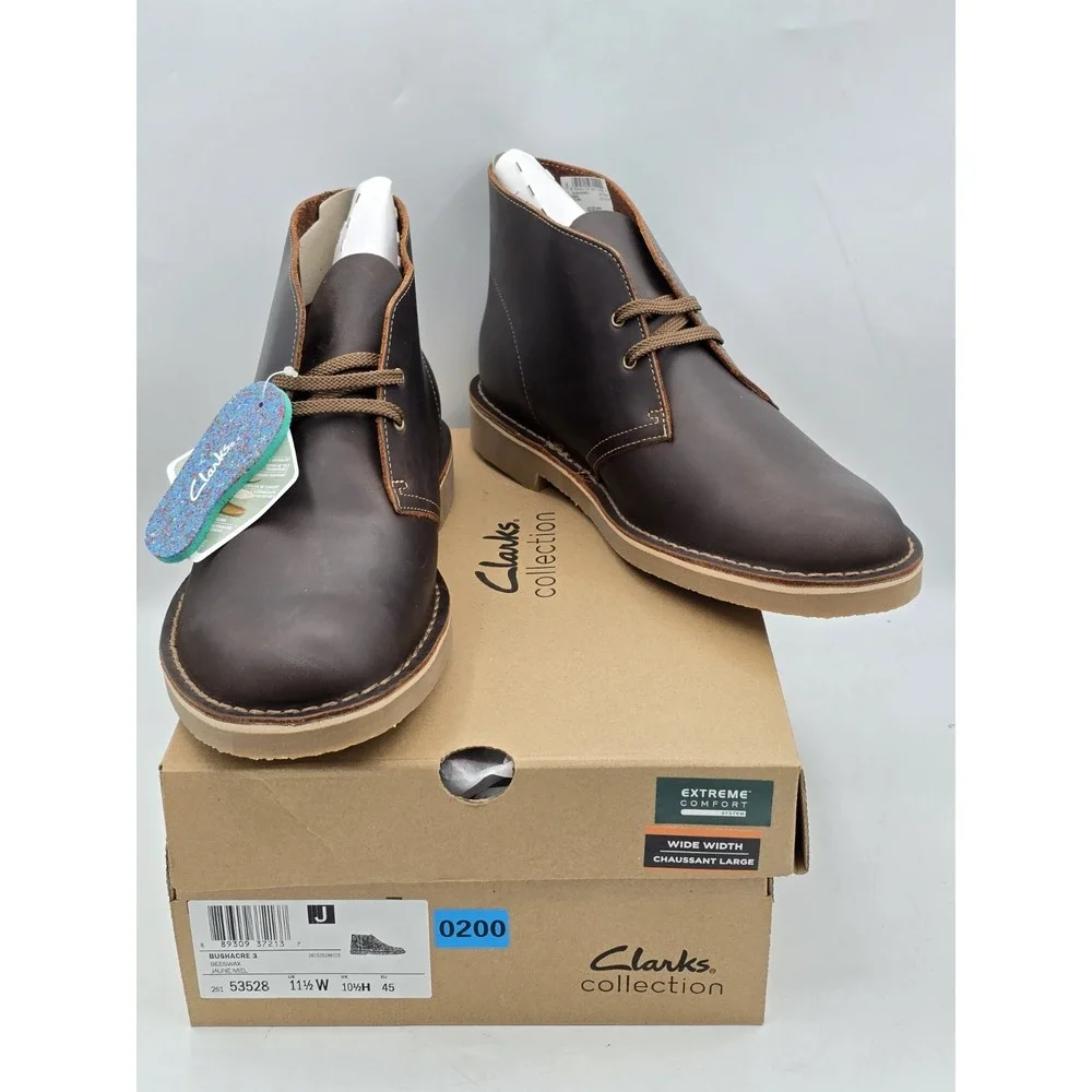 Man's Boots Clarks Bushacre 3 - Sz 11.5 W WIDE Beeswax‎ Brown 53528 NIB